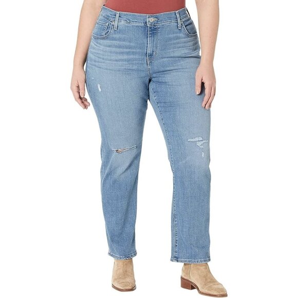 NWT Levi's 724 High-Rise Slim Straight-Leg Distressed Jeans in Slate Fixer - Picture 8 of 8